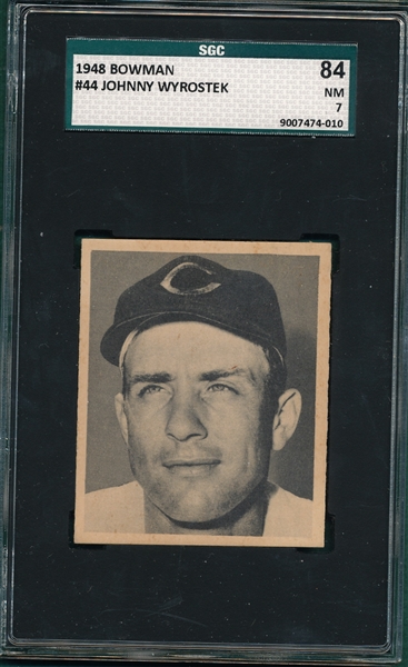 1948 Bowman #44 Johnny Wyrostek SGC 84 