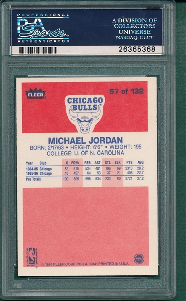 1986-87 Fleer BSKT #57 Michael Jordan PSA 8 *Rookie*