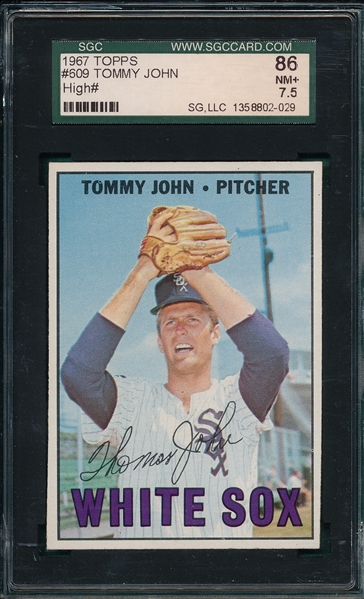 1967 Topps #609 Tommy John SGC 86 *SP*