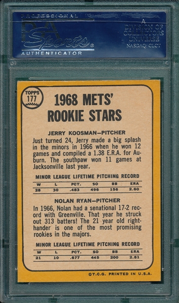 1968 Topps #177 Nolan Ryan PSA 7 *Rookie*