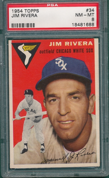 1954 Topps #34 Jim Rivera PSA 8