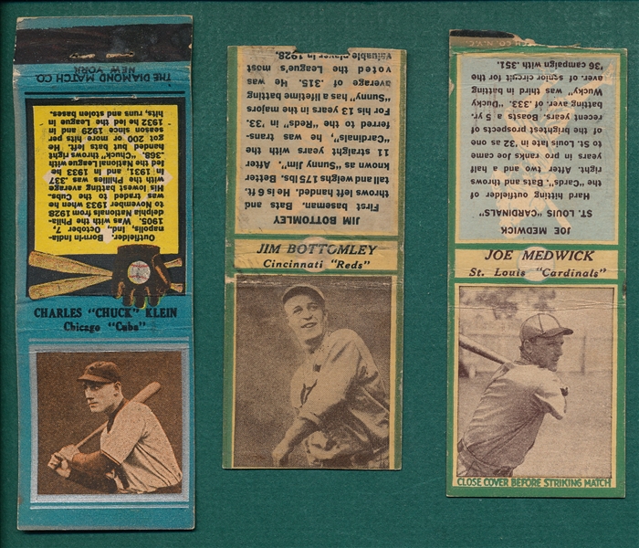 1935 Diamond Matchbooks BB Lot of (21) W/ Ott