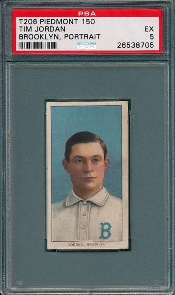 1909-1911 T206 Jordan, Portrait, Piedmont Cigarettes PSA 5