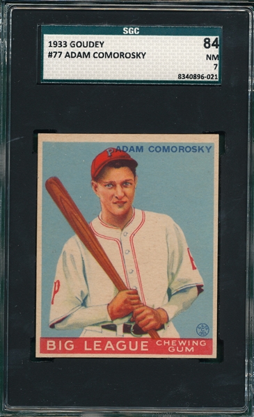 1933 Goudey #77 Adam Comorosky SGC 84