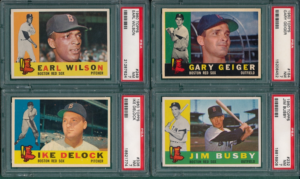 1960 Topps Lot of (6) Red Sox, W/ #68 Hillman, PSA 7 