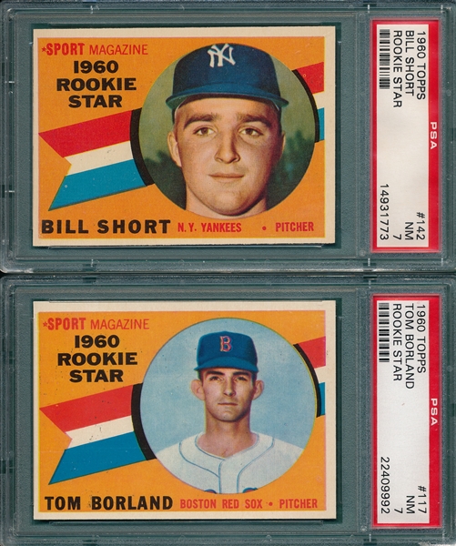 1960 Topps Lot of (6) Rookie Stars, W/ #142 Short, PSA 7 