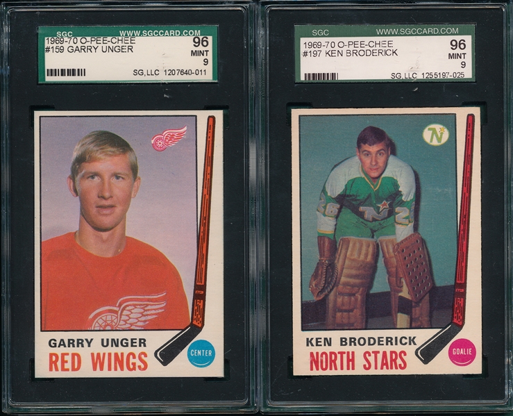 1969-70 O-Pee-Chee #159 Unger & #197 Broderick, Lot of (2) SGC 96 *MINT*