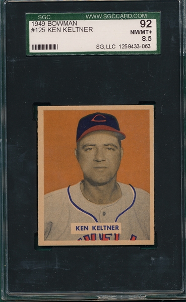 1949 Bowman #125 Ken Keltner SGC 92