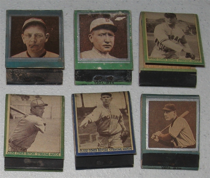 1934-36 Diamond Matchbook Baseball Lot of (6) Full Matchbooks