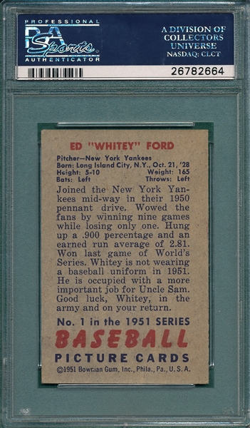 1951 Bowman #1 Whitey Ford PSA 6 *Rookie*