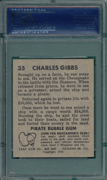 1948 Leaf Pirate Cards #35 Charles Gibbs PSA 8.5