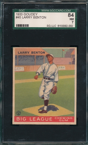 1933 Goudey #45 Larry Benton SGC 84