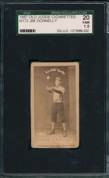 1887 N172 129-1 Jim Donnelly Old Judge Cigarettes SGC 20 *Clear, Dark Image*