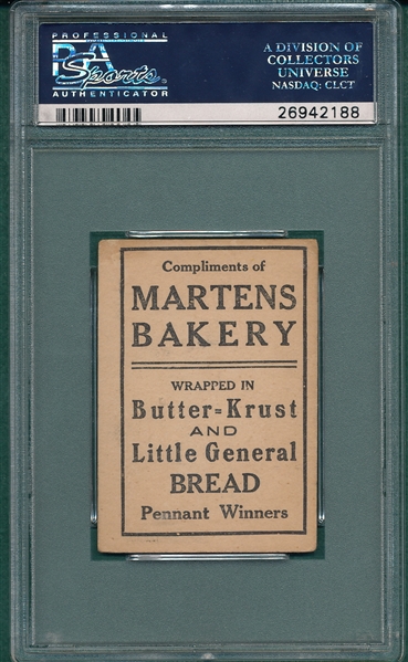 1911 D304 John Evers, No Team, Martens Bakery PSA 1