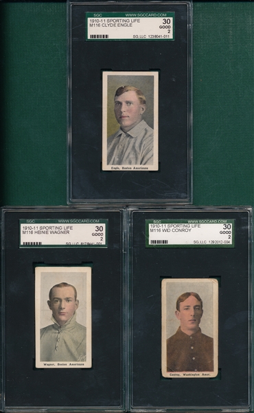 1911 M116 Conroy, Engle & Wagner, Sporting Life, Lot of (3), SGC 30