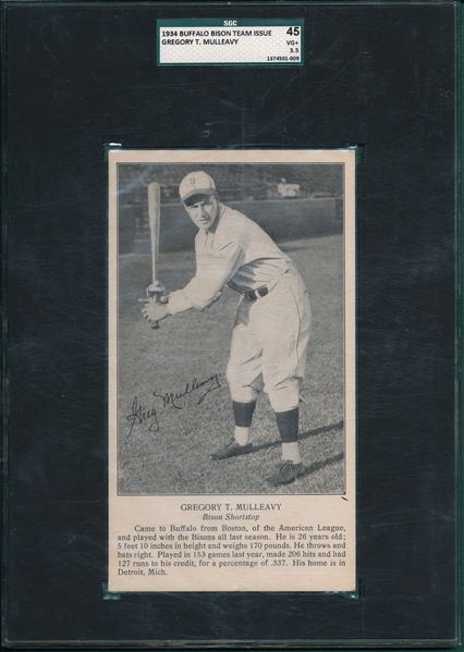 1934 Buffalo Bison Team Issue Mulleavy SGC 45