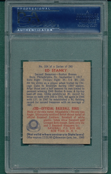 1949 Bowman #104 Ed Stanky PSA 7