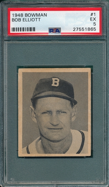 1948 Bowman #1 Bob Elliott PSA 5