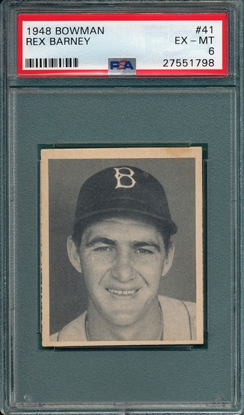 1948 Bowman #41 Rex Barney PSA 6