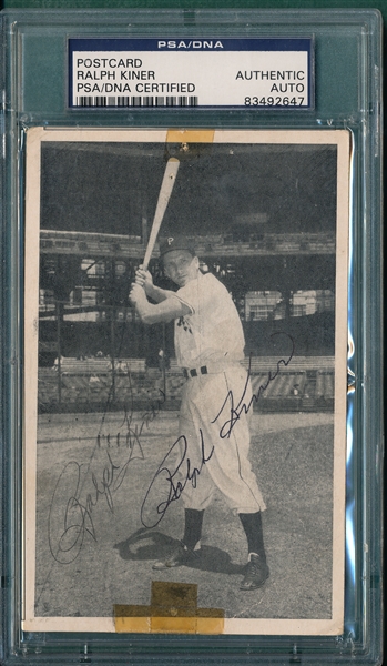 Ralph Kiner Signed Post Card PSA/DNA Authenticated