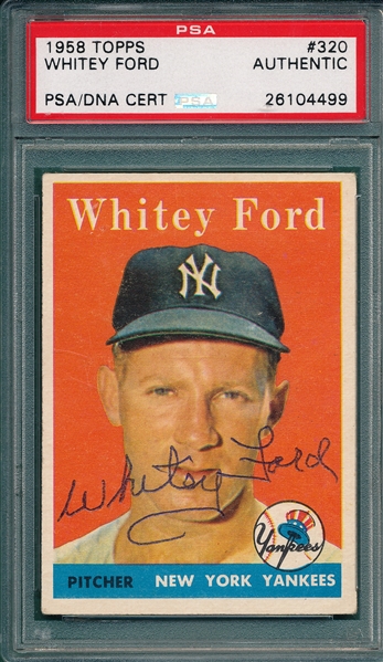 1958 Topps #320 Whitey Ford, Signed, PSA Authentic