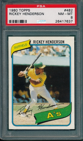 1980 Topps #482 Rickey Henderson PSA 8 *Rookie*