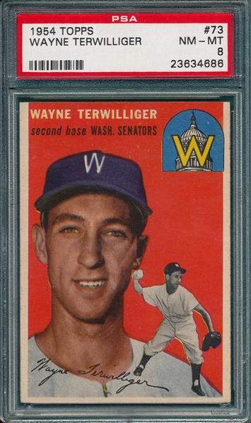 1954 Topps #73 Wayne Terwilliger PSA 8