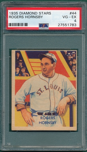 1934-36 Diamond Stars #44 Rogers Hornsby PSA 4