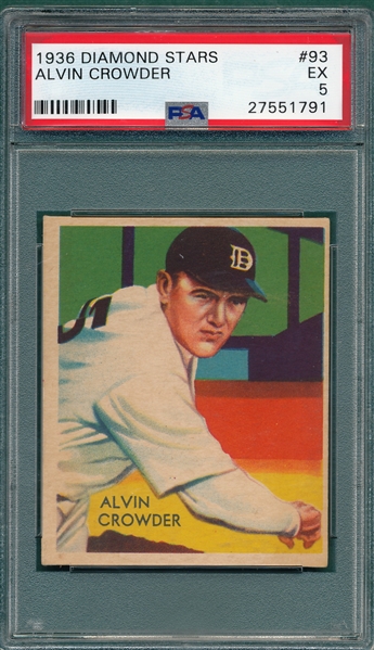 1934-36 Diamond Stars #93 Alvin Crowder PSA 5 *SP*