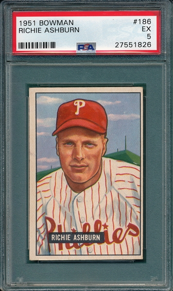 1951 Bowman #186 Richie Ashburn PSA 5
