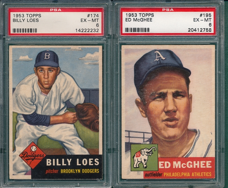 1953 Topps #174 Loes & #195 McGhee, Lot of (2) PSA 6