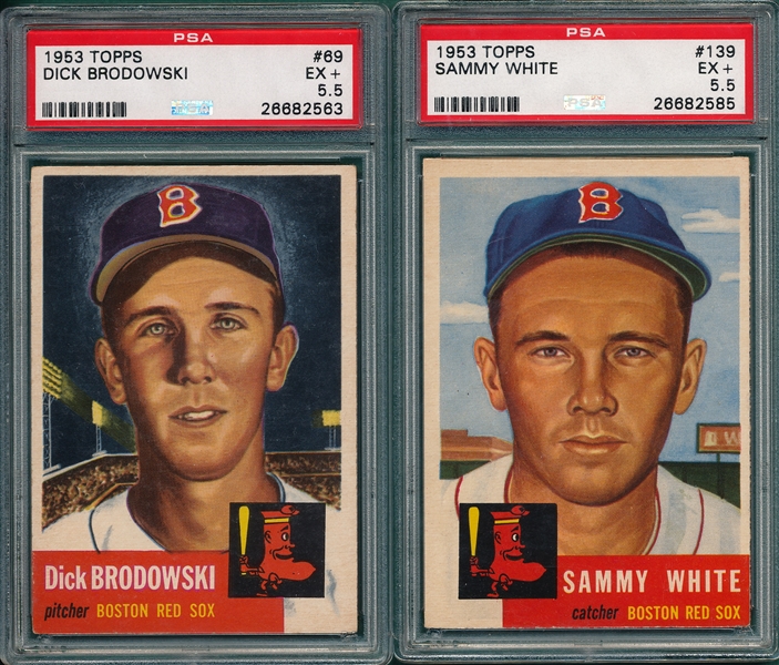1953 Topps #69 Brodowski & #139 White, Lot of (2) PSA 5.5