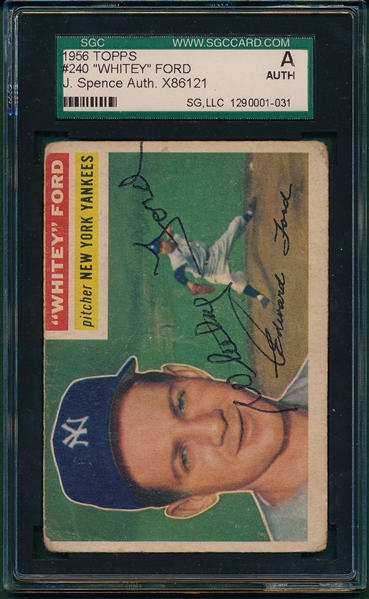1956 Topps #250 Whitey Ford, Signed SGC Authentic