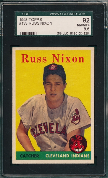 1958 Topps #133 Russ Nixon SGC 92