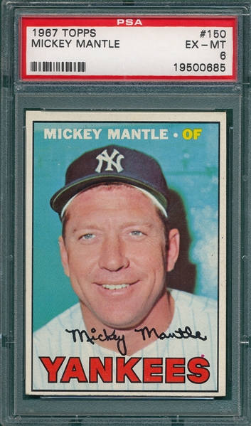 1967 Topps #150 Mickey Mantle PSA 6
