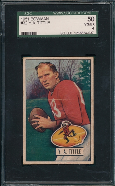 1951 Bowman FB #32 Y. A. Tittle SGC 50