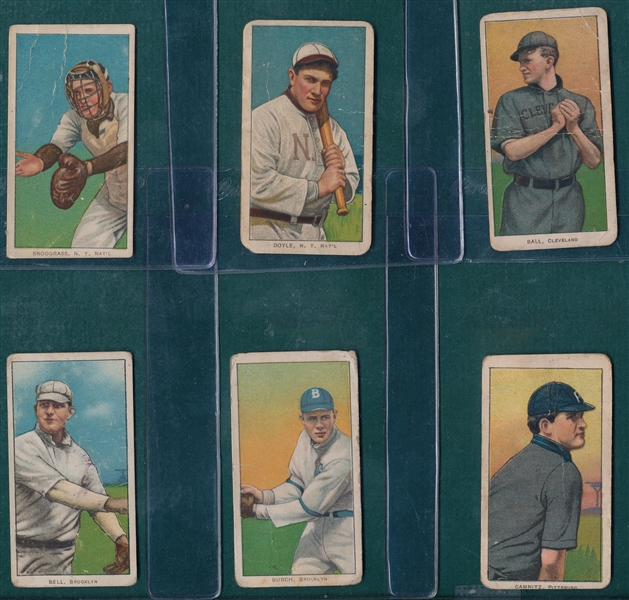 1909-1911 T206 Lot of (6) Sweet Caporal Cigarettes Series 460 W/ Snodgrass