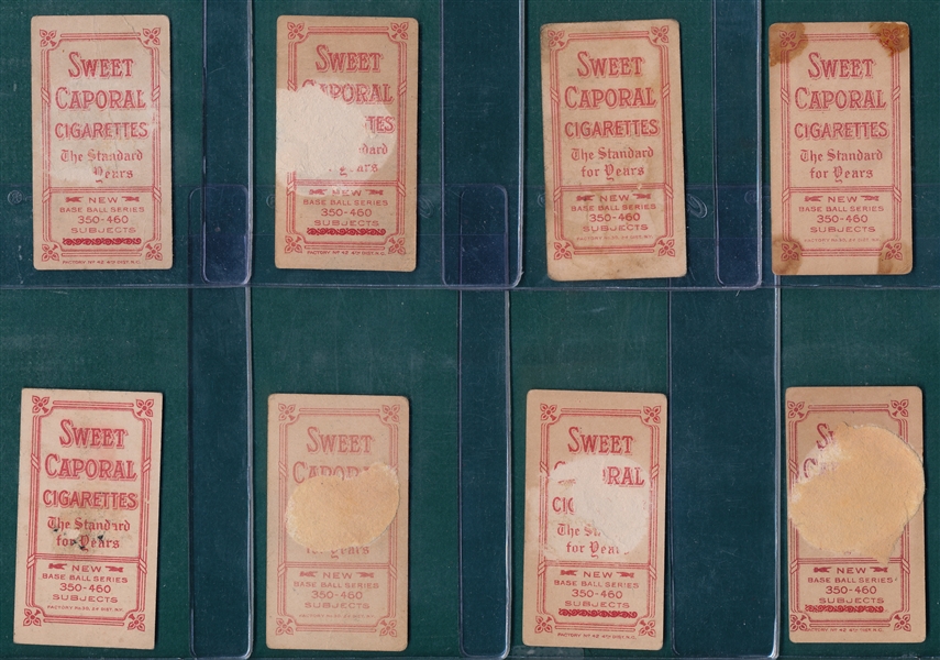 1909-1911 T206 Lot of (8) Sweet Caporal Cigarettes Series 460 W/ Bergen