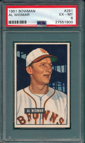 1951 Bowman #281 Al Widmar PSA 6 *High #*