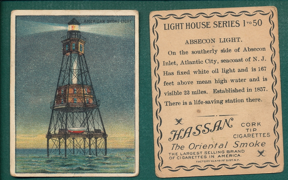 1910 T77 Lighthouses Hassan Cigarettes Partial Set (47/50) 