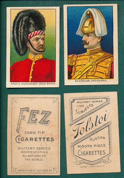 1910 T79 Military Series Fez & Tolstoi Cigarettes Lot of (44) 