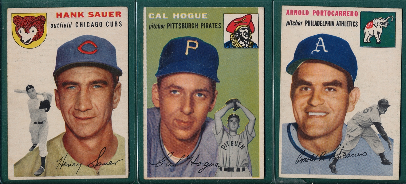 1954 Topps Lot of (7) W/ #4 Sauer