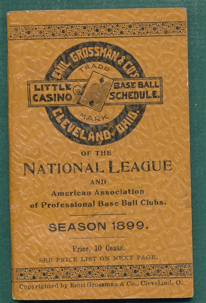 1899 Little Casino National League Baseball Schedule