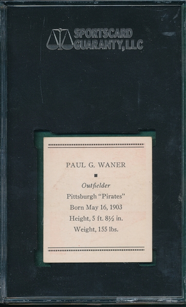 1933 R305 Waner, Paul, Tatto Orbit SGC 80