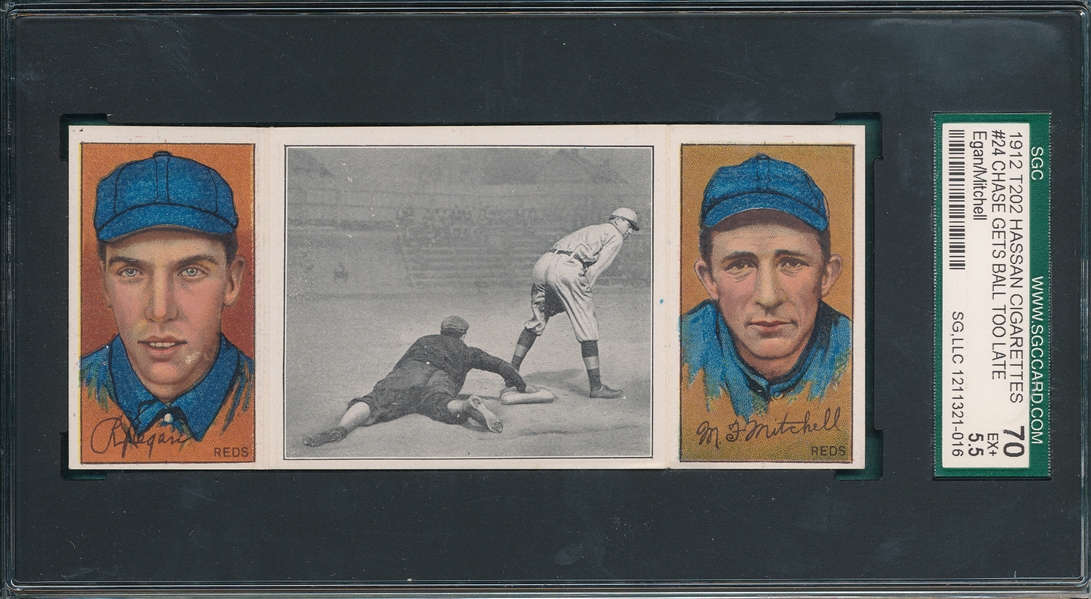 1912 T202 Chase Gets Ball Too Late, Egan/Mitchell, Hassan Cigarettes SGC 70