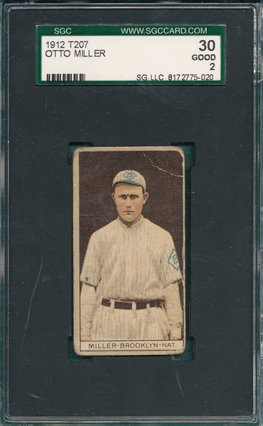 1912 T207 Miller, Otto, Anonymous Back, SGC 30
