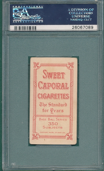 1909-1911 T206 Chance, Red Portrait, Sweet Caporal Cigarettes PSA 3 