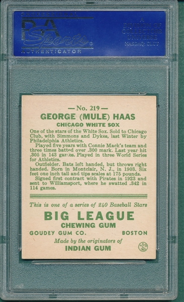 1933 Goudey #219 Mule Haas PSA 8