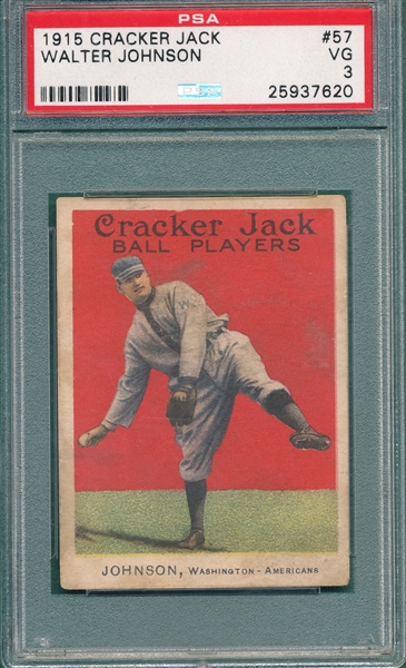 1915 Cracker Jack #57 Walter Johnson PSA 3