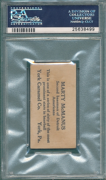 1927 E210-1 #48 Marty McManus York Caramels PSA 2